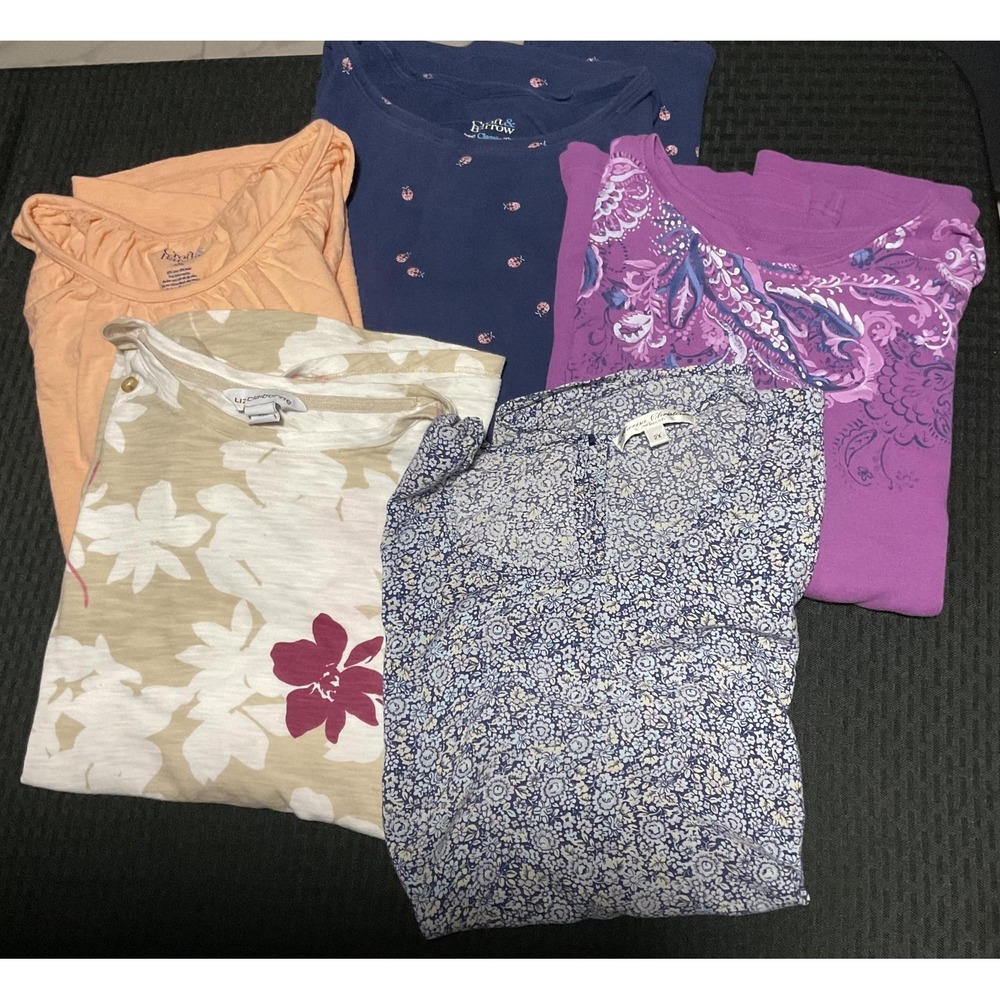 Mixed Brand Shirts Womens 2X Lot Of 5 Multicolor Floral Tee Tops Short Sleeve